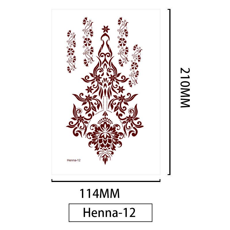 Lace Brown Waterproof Henna Flower Tattoo Stickers for Hands