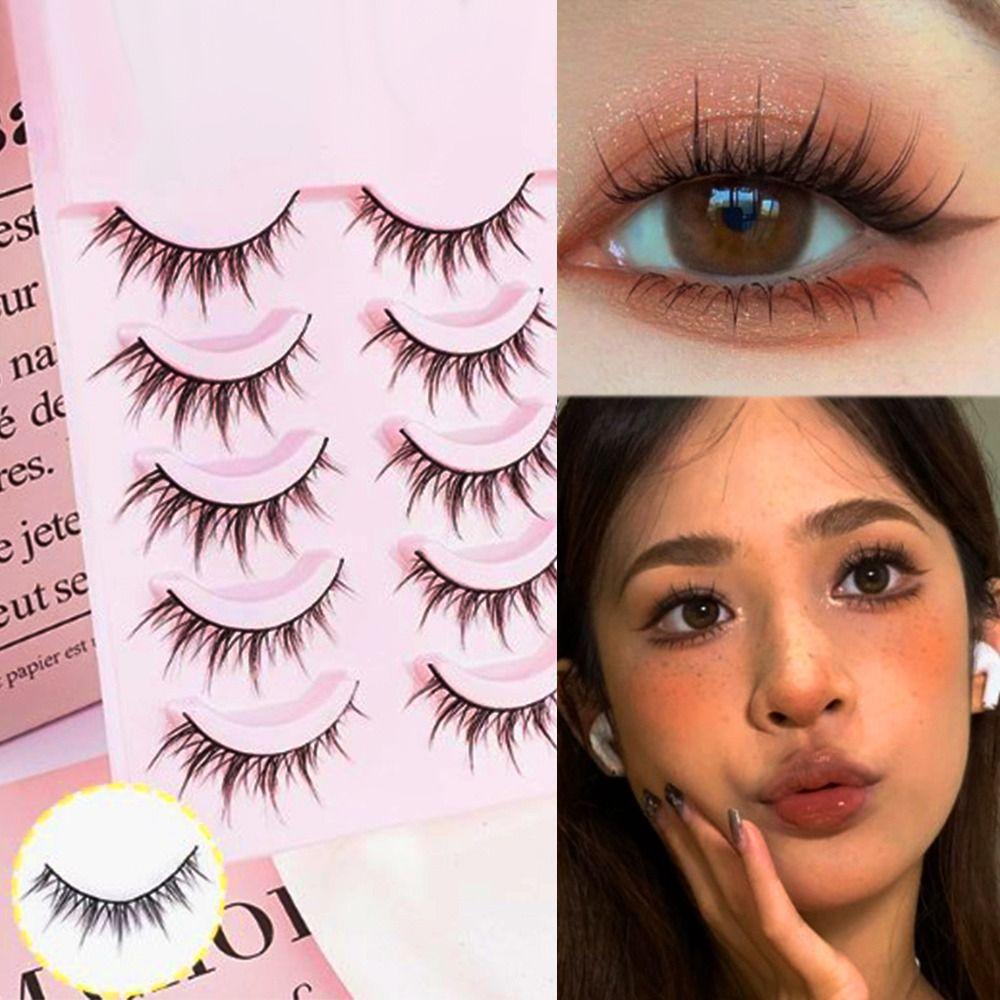 5 пар натуральных ресниц «рыбий хвост» в стиле манга, черные ресницы в стиле аниме, высококачественные накладные ресницы