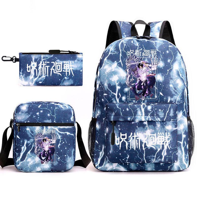 Teen Animation Backpack Elementary School Student Fashion School Bag Three-piece Set