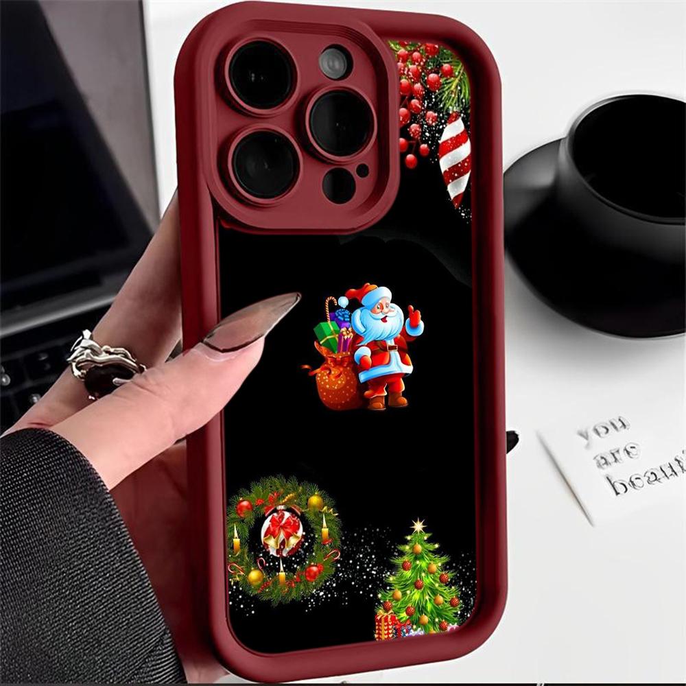 N108 Happy New Year Christmas Desig Soft Angel Eyes Phone Cases for Samsung S23 S24 Ultra S21FE A54 A34 A13 A14 A06 A24 Realme12 OPPO Shockproof Cover