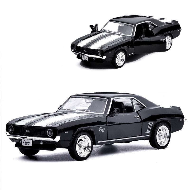 Масштаб 1/36 Chevrolet Camaro SS 1969, литая под давлением модель автомобиля, игрушечный автомобиль с откатным механизмом, звуком и светом для детей, коллекция подарков для мальчиков и девочек