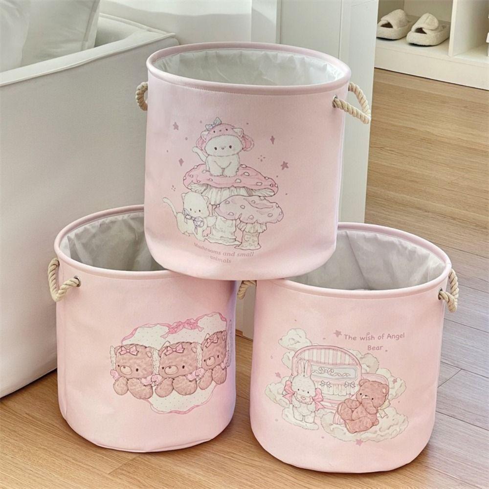 Round Shape Dirty Clothes Basket Cartoon Sundries Storage Basket Laundry Hamper  for Home