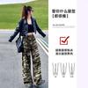 Army Green Camouflage Overalls Women's Spring New Casual Loose Small Wide-leg Straight Trousers
