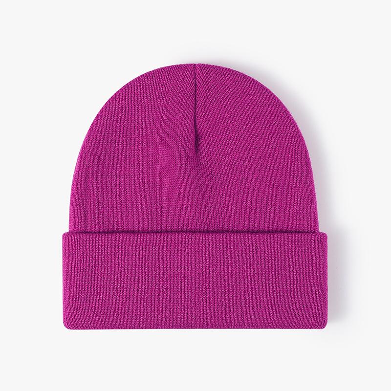 Unisex Winter Warm Ribbed Knitted Hat Acrylic Beanie with Custom Logo Digital Printing Solid Color and Cuffed Design