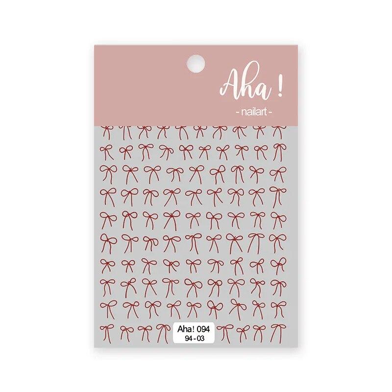 1Pc Bowknot Ribbon Nail Sticker French Bow Decals Self Adhesive Manicure Decorations DIY Cute Nail Accessories