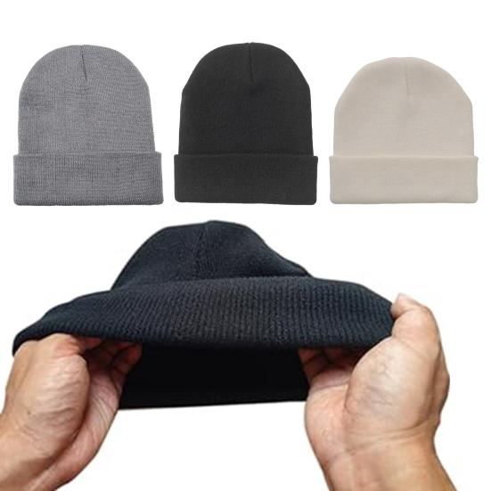 2 шт. Зимняя шапка унисекс, 2 цвета, без полей, однотонный купол, высокая эластичность, ветрозащитная, теплая, вязаная шапка, головной убор для путешествий на открытом воздухе