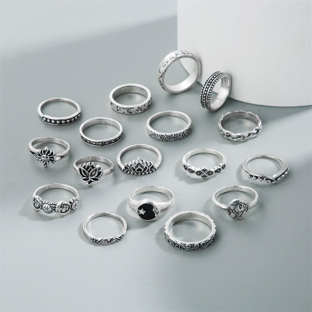 Кольцо с цветочной звездой, 17 шт./компл., женский комплект ретро-ювелирных изделий, подарок