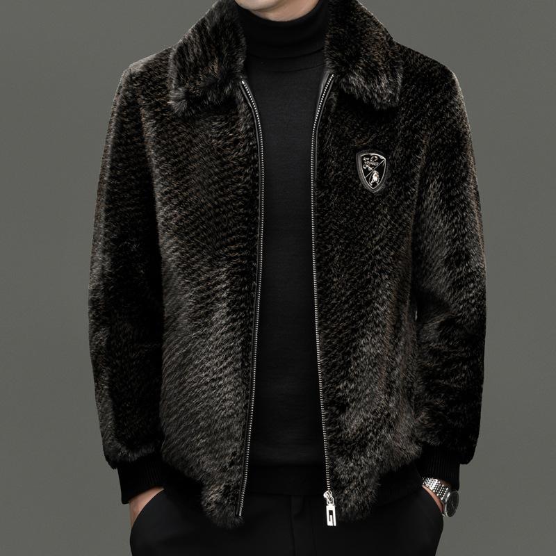 Шуба из меха норки, мужская зимняя короткая куртка, новая толстая шуба из искусственного меха енота