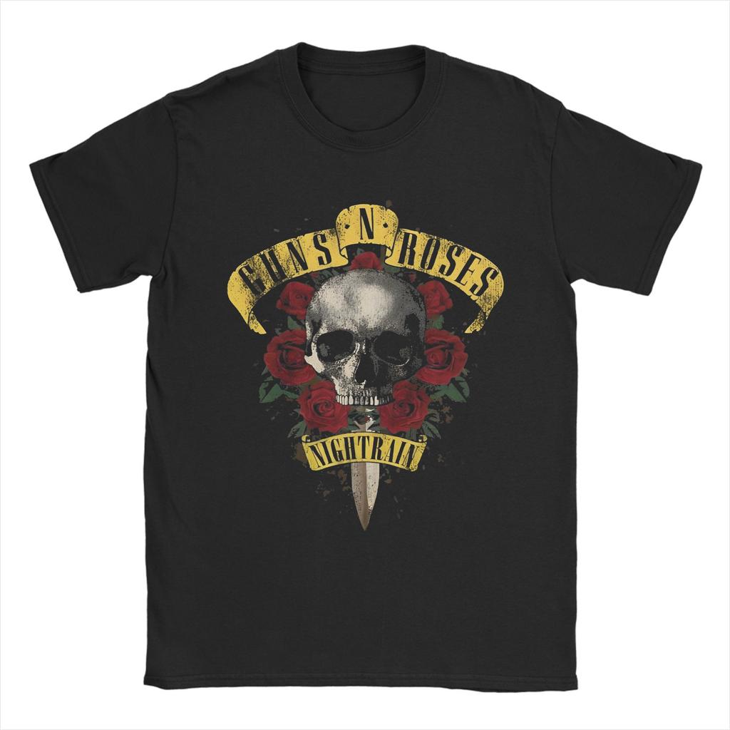 Guns N Roses Graphic Print T Shirts for Men 100% Cotton Funny T-Shirt Round Collar Rock Band Tee Shirt Short Sleeve Clothes