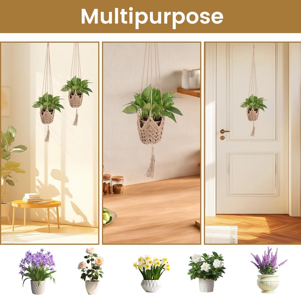2Pcs Macrame Plant Hanger Baskets Flower Pot Holder with Hook Balcony Planter Basket Decor Lifting Rope Home Garden Supplies