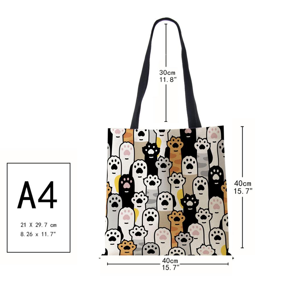 Собака Милый Принт Повседневная Сумка Через Плечо Вместимость Женская Хозяйственная Многоразовая Сумка Большая Холщовая Дорожная Пляжная Сумка Тоут KTY