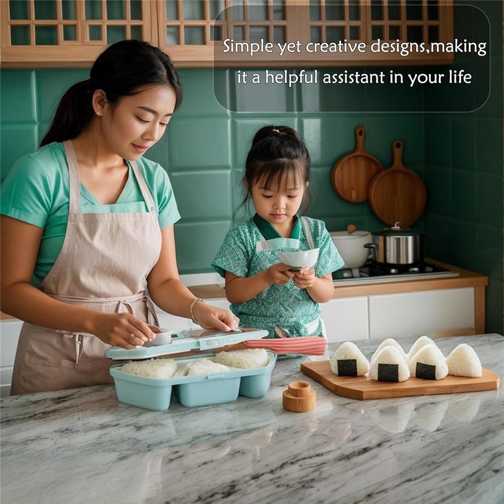 6-in-1 rice mold, triangular sushi mold, foldable triangular rice ball mold, quick to make, easy to store, carry, and clean