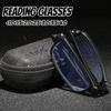 New Portable Folding Presbyopia Glasses Stylish Zipper Case Anti-Blue Light Reading Glasses Neutral Farsighted Glasses +4.0