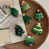 Miniature Christmas Tree Decor 7Pcs/Set Mini Refrigerator Magnet, Xmas Shape Resin Holiday Ornaments Fridge Decorative Magnet for Whiteboard
