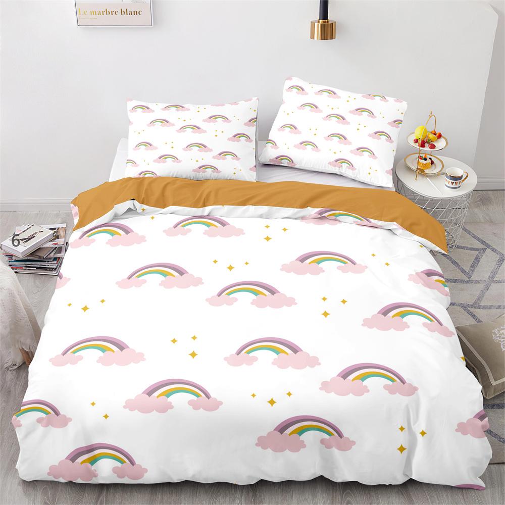 Радужные Птицы Звезда Набор Пододеяльников Двуспальный Полный Размер Милый Полиэстеровый Чехол для Одеяла для Детей Мальчиков Девочек Комплект Постельного Белья Чехол для Одеяла