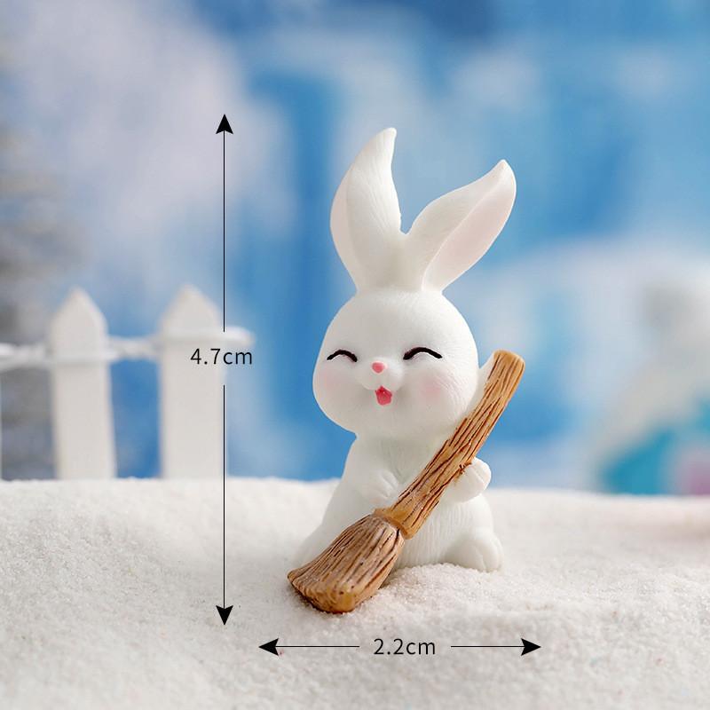 Delightful Resin Winter Snow Bunny Decor For Diy Miniature Wonderland