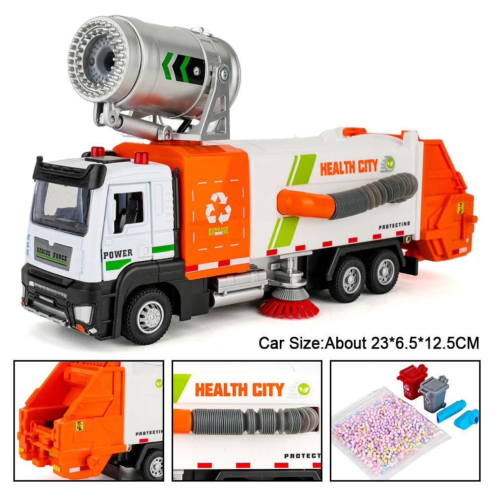 1:32 Electric Vacuum Cleaner Car Fire Truck Model Toy Music Light Pull Back Alloy Engineering Vehicle Models Gifts for Child