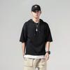 Summer Korean Style Men's Hooded Short-Sleeve T-Shirt: Japanese Loose Fit Youth Sweater with Seven-Point Sleeves