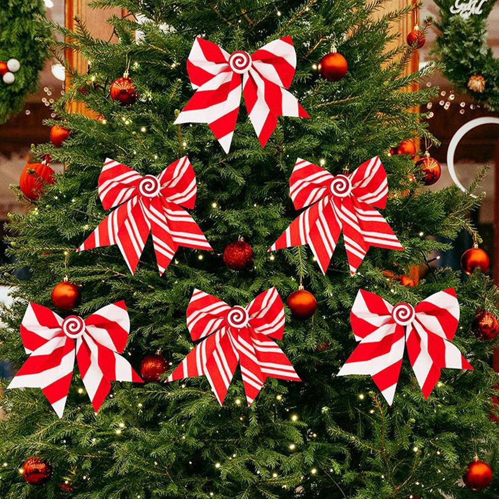 Christmas Wreath Bow 12 Pieces Red And White Festive Decorations Christmas Wreath Garland Tree Decor Bows For Garland Indoor