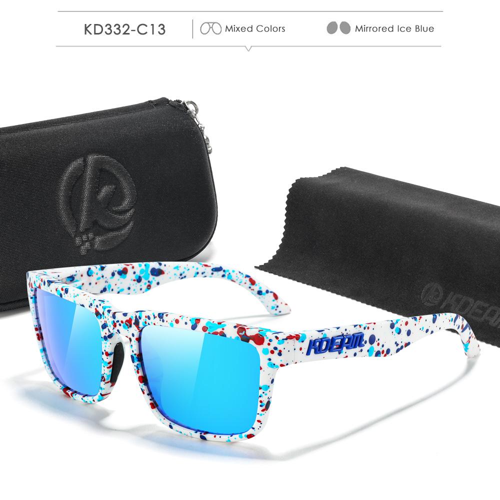 KDEAM Square Style Polarized Sunglasses For Men And Women Medium Size Overall Width 145mm Outdoor Sun Glasses With Zippered Case