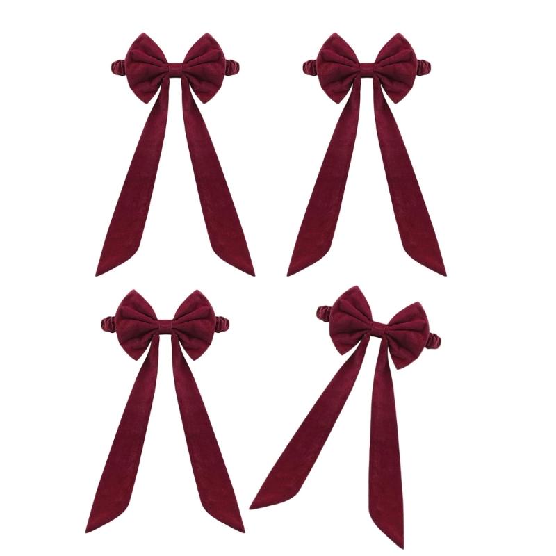 Christmas Velvet Chair Bows Tie Chair Back Ribbons Sashes Set for Weddings and Event for Enhancing Venue Elegances