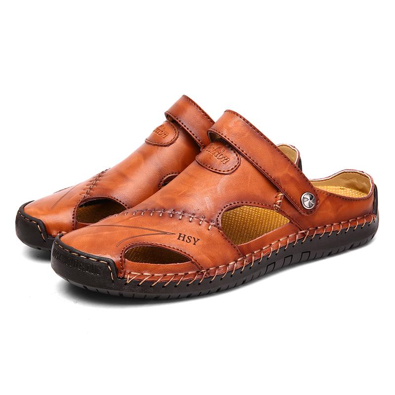 Men's Large Size Leather Beach Sandals