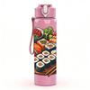 1PC Fresh Sushi Seafood Food Art Print 750ml Color Plastic Sports Water Bottle Leakproof Flip Straw Lid Suitable for Sports Office Home Use