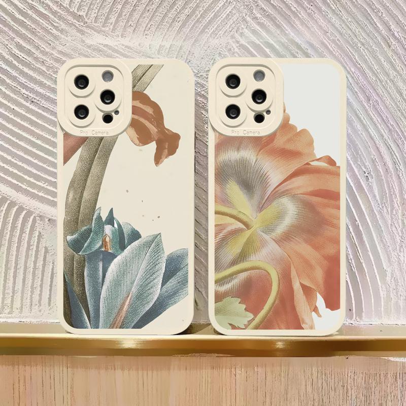 Ретро Цветочный Чехол для Телефона для iPhone 14 13 12 11 Pro Max для iPhone 7 8 Plus SE 2020 XR XS X Чехол Мягкий Цветочный Задний Корпус