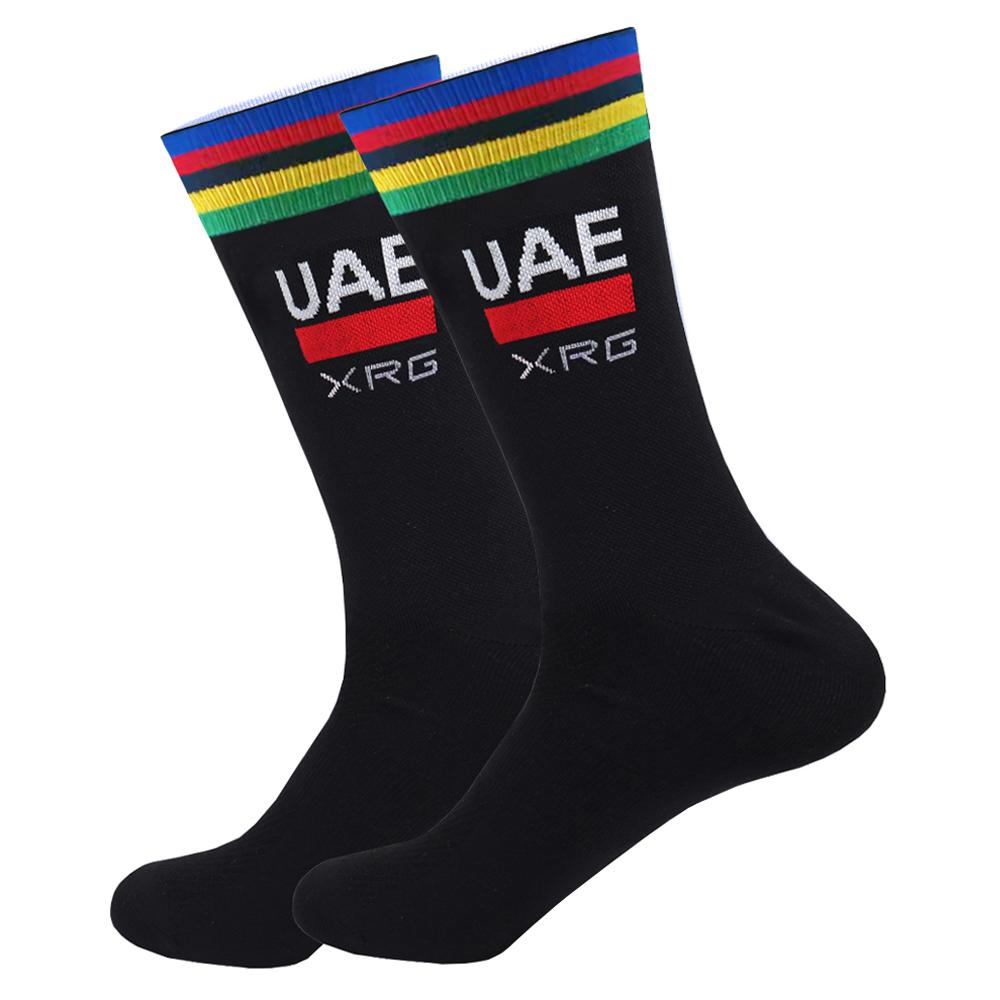White UAE Cycling Socks Red TEAM Lightweight Large Mesh Design MTB Bicycle Sock Unisex Adult Compression Non Slip Runing Socks
