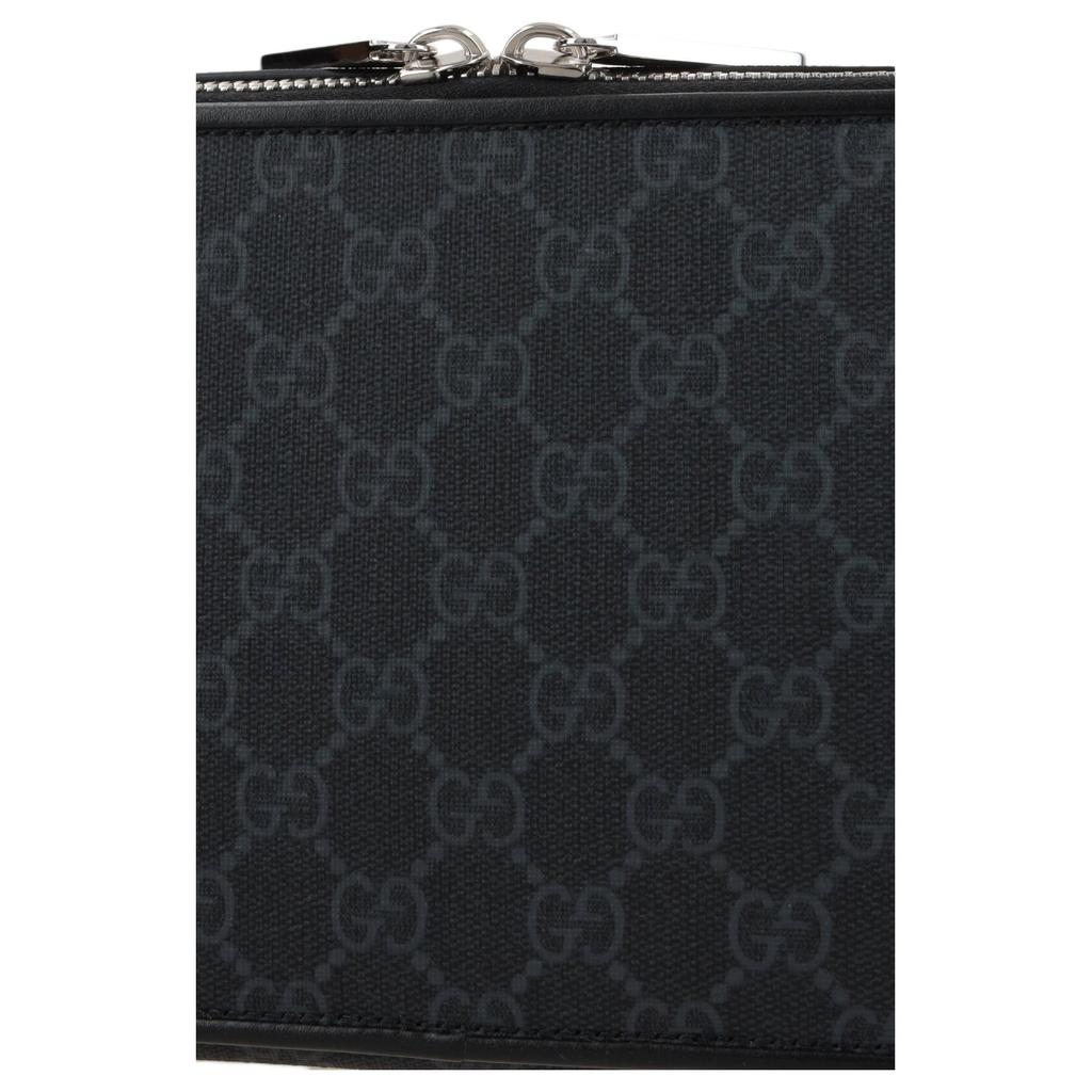 Gucci Double G Zipper Closure Calfskin Crossbody Bag Men bags Black 792456-FADJA-1042