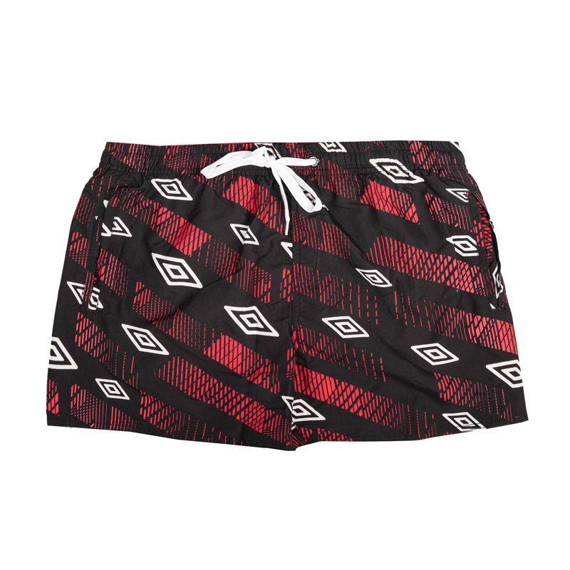 UMBRO Men's Boardshorts with White Waistband and Red Graphic Patterns