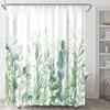 Tropical Green Leaves Plant On White Background Odorless Shower Curtains for Bathroom Showers and Bathtubs Decor with Hooks