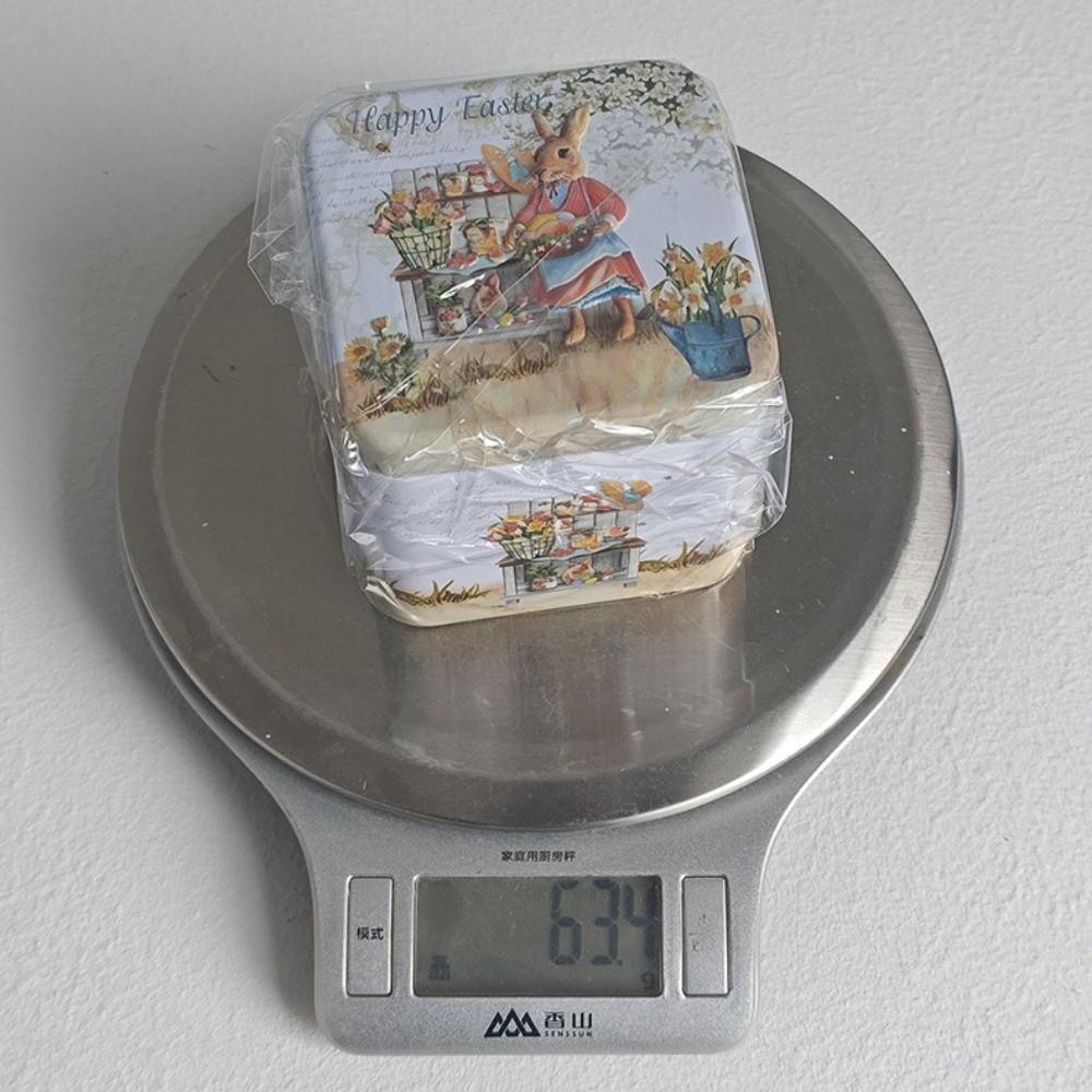 Iron Material Easter Gifts Box Square Shape Rabbit Tin Storage Box Candy Storage