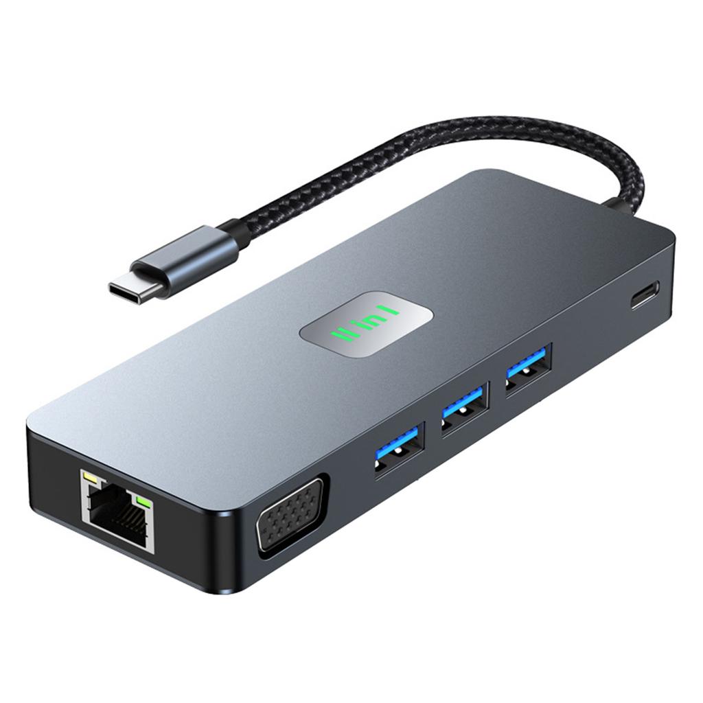 11 in 1 TYPE-C to RJ45 Gigabit USB3.2 HDMI DP+SD/TF 3.5mm Audio VGA PD100W PC