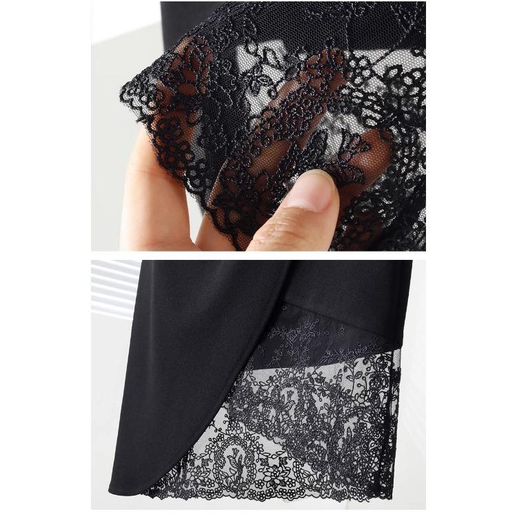 Irregular Half Length Skirt for Women Spring/Summer Collection Medium Length Style Lace Splicing Black Hip Wrapping Skirt