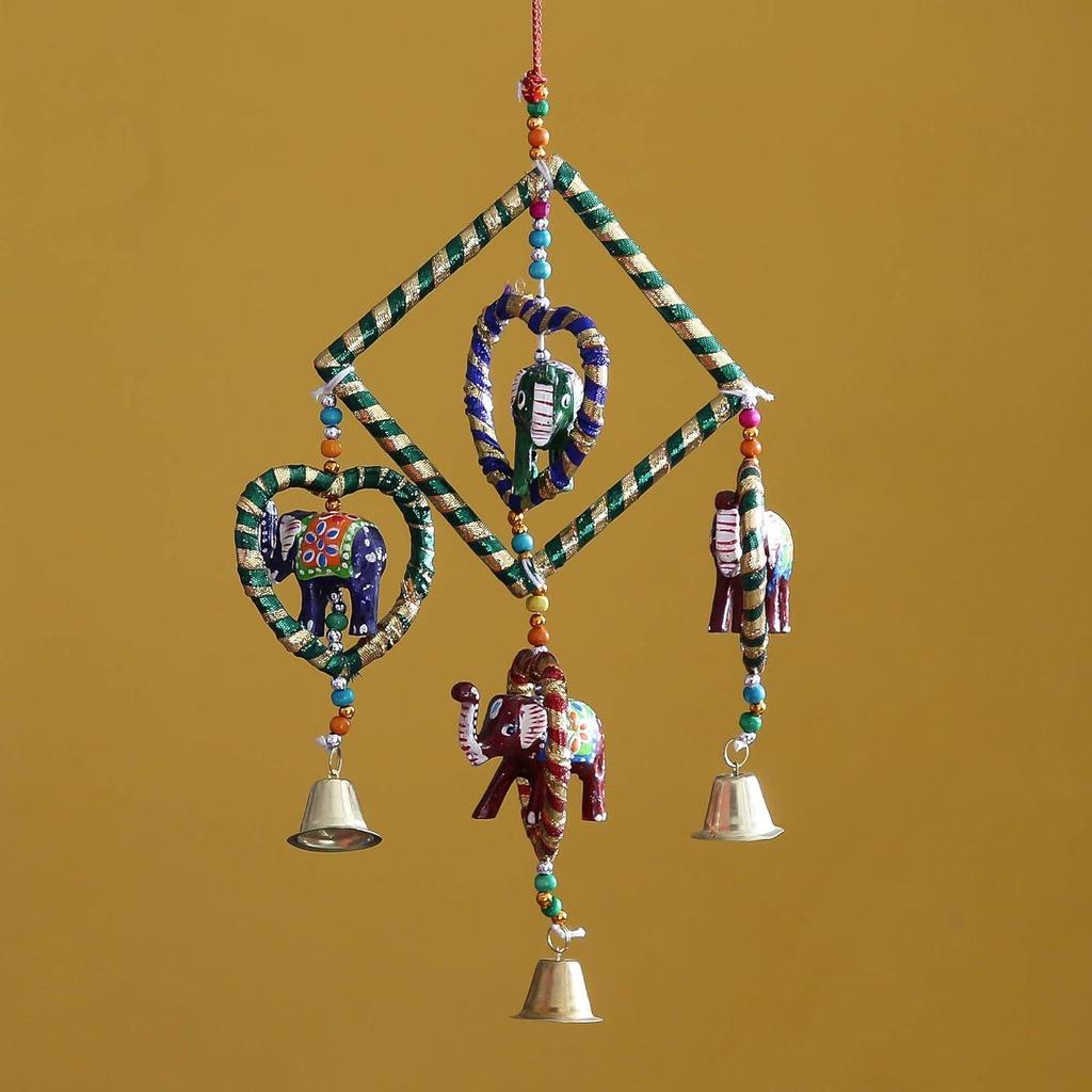 Handcrafted Decorative Elephant Wall/Door/Window Hanging Bells. New