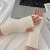 Solid Color Winter Gloves Soft Half Finger Mitten New Fingerless Gloves  Women