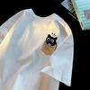 Летняя новая милая футболка с принтом кота High Street Унисекс Streetwear С круглым вырезом Повседневная с короткими рукавами