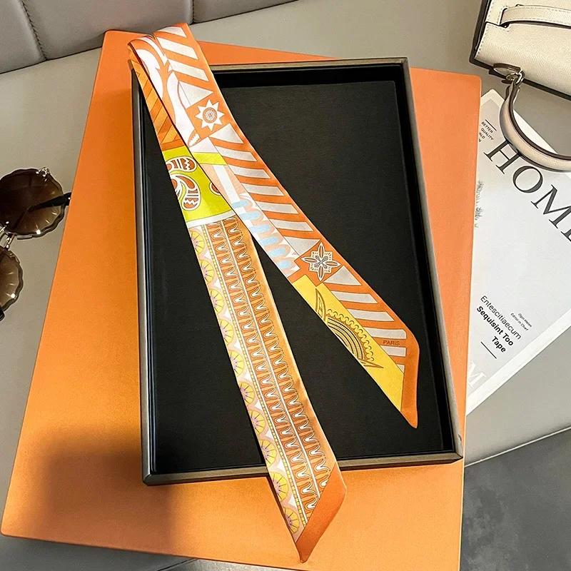 Женский узкий тонкий шарф с принтом лошади, длинный ленточный шарф, ручка для сумки, многофункциональный декоративный шейный платок, резинка для волос