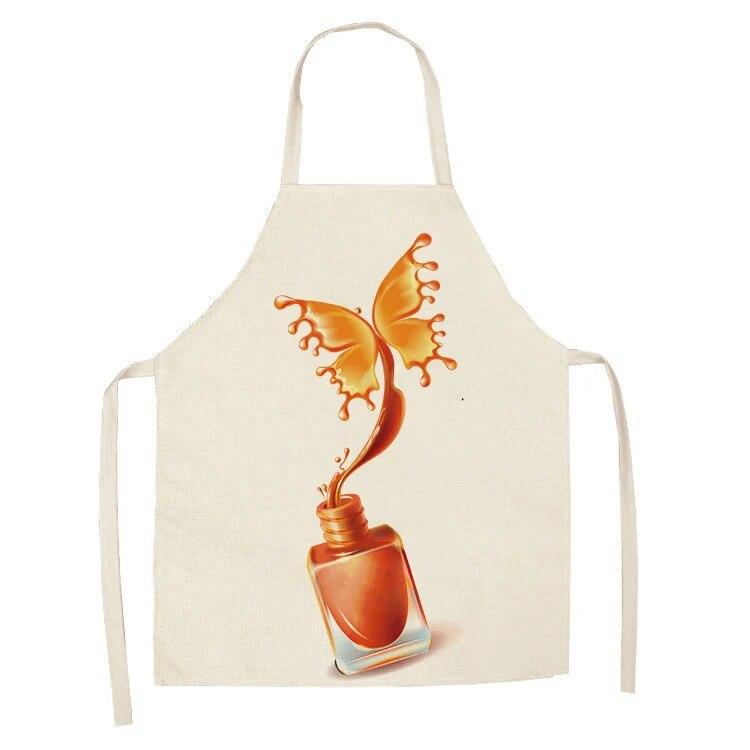 Sleeveless Linen Apron Men and Women Household Cleaning Tools Apron Nail Polish Ladies Perfume Printing Kitchen Apron