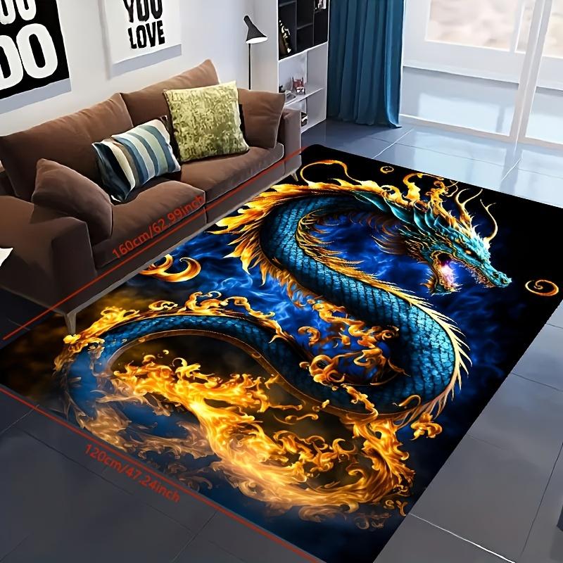 1Pcs Anti Fatigue Kitchen Rugs, Fire Dragon Print Waterproof Non-Slip Thick Cushioned Kitchen Mat Heavy Duty Comfort Standing Mat for Kitchen