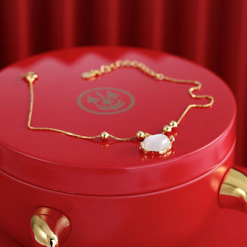 S925 Серебряный ретро-браслет в китайском стиле Xiangyun Ruyi с замком, нишевый дизайн, долговечный браслет с замком, осенний и зимний браслет