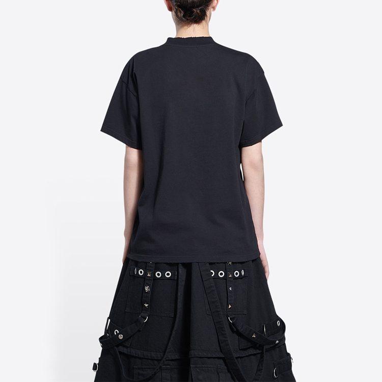Balenciaga Женская черная футболка с рукавом спущенного плеча SS22 612965TLVF11069