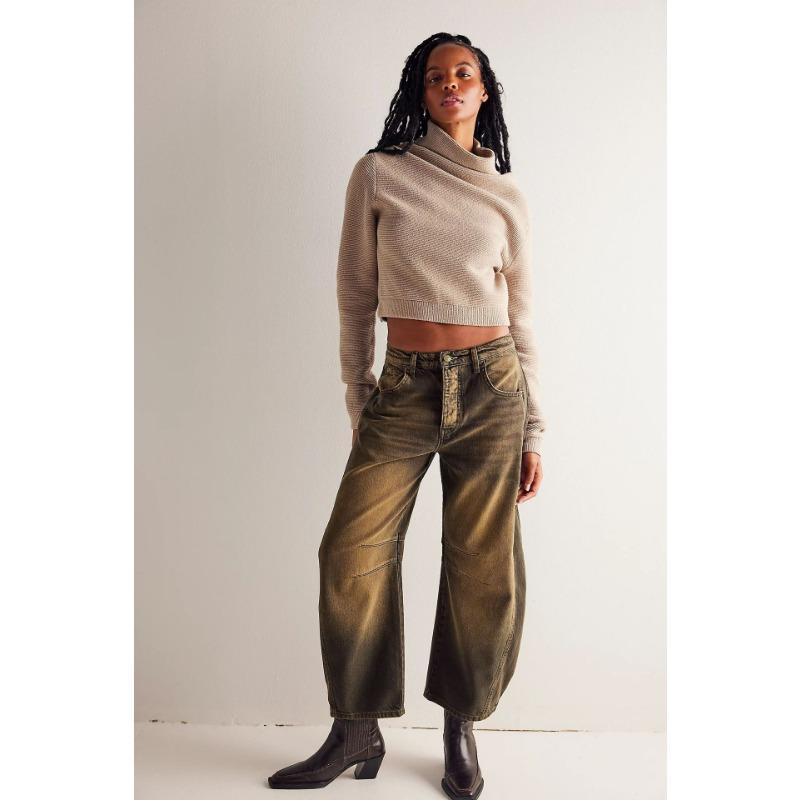 Spring Casual Loose Mid-waist Cylindrical Women's Jeans