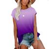 Womens Ladies Summer Solid Color Casual T-shirt Loose Multicolor Short Sleeve Top