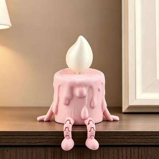 Декоративная фигурка-свеча для стола, Орнамент 3D-печати, Скульптура с текстурой жидкого воска и стекающими каплями, С гладкой поверхностью, Печатные подвижные соединения, Регулируемая