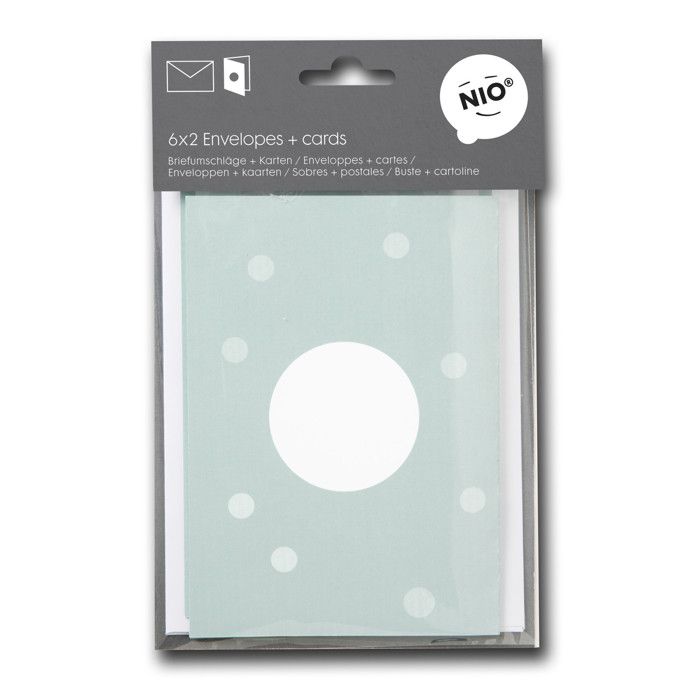 Nio - Enveloppe et Carte Menthe (6 ensembles)