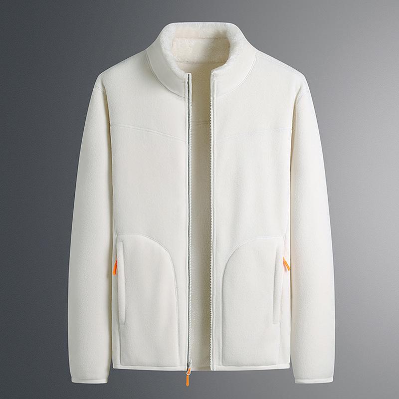 Double-sided Wear Comfortable Polar Fleece Plus Fleece Hoodie Men's Winter Coral Fleece Coat Middle-aged Men and Women Couples Winter Wear