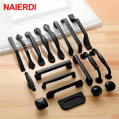 Черные ручки шкафа, ручки для кухонного шкафа из твердого алюминиевого сплава, ручки для выдвижных ящиков, фурнитура для мебельных ручек