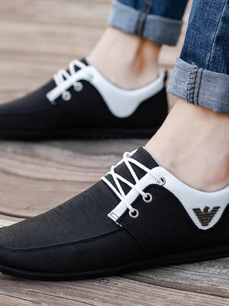 Мужская повседневная обувь, легкие мужские парусиновые туфли, металлические мужские туфли для вождения, однотонные мужские кроссовки на шнуровке, Zapatillas Hombre 2024